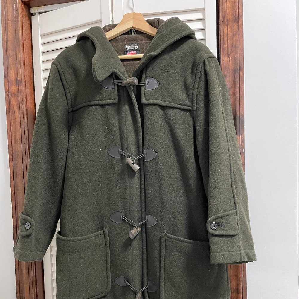 Vintage Brooks Brothers wool cashmere duffle coat green